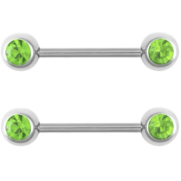 Pair 14g 3/4" 316L Surgical Steel with 6mm Double Clear CZ Nipple Barbells Ring Pair 14g 3/4" 316L Surgical Steel with 6mm Double Clear CZ Nipple Barbells Ring